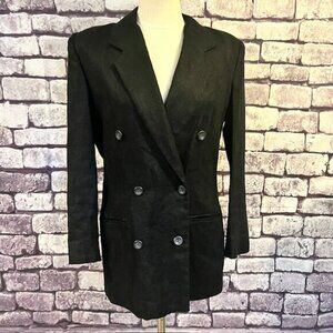 Liz Claiborne Vintage Black On Black Design Double Breasted Jacket Size 6